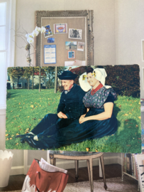 Briefkaarten | Zeeland | Man en vrouw in het gras in klederdracht