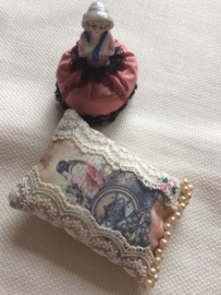 "Sweet" pin cushion with Victorian style beads - handmade