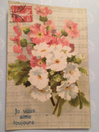 Briefkaarten | Bloemen |  Mix | 1908 - Carte Postale met postzegel 'Je Vous aime toujours'