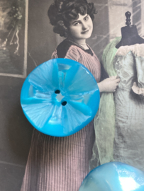 Ø 25 mm | Knopen | Blauw | Turquoise schotelknoop - jaren '50