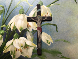 Frankrijk | Religie | Katholiek | Antiek klein houten mini kruisje