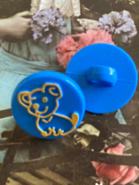  Ø 25 mm | Knopen | Blauw | Kinderen | Schattige knoopjes met geel hondje en kwispel staartje