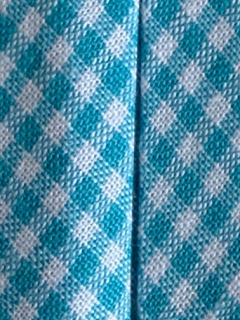 Blauw | Biaisband | 20 mm - 2 cm  -  Helderblauw - Pakje geruit dubbel met 3 meter biaisband van 100% katoen