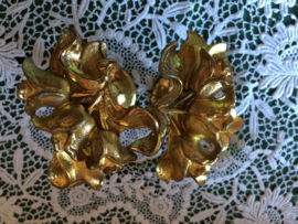 IJzer | Vintage gordijnenhaken, goud verguld tulpen