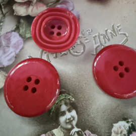 Ø 20 mm - 2.0 cm | Knopen | Rood | Tomaat-rode (hars) knopen met inkeping