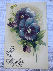 VERKOCHT | Briefkaarten | Bloemen | Viooltjes | Bonne Fête: Blauwe viooltjes