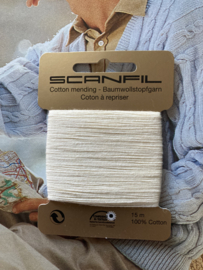 Stopwol | WIT | SCANFIL-GOUD | Katoenen stopgaren - Cotton mending - baumwollstopfgarn - coton à repriser (gebroken wit)