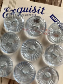 Glasknopen | Transparant  | Ø 17 mm - EXQUISIT -  Prachtige vintage lichtblauwe getinte knopen  met oogje
