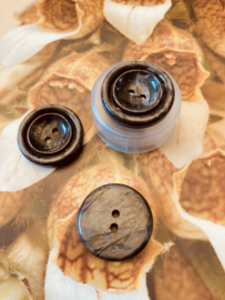 Knopen | Bruin | 25 mm Donkerbruine kunststof trench coat knopen met relief en twee knoopjes