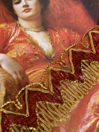 Sierband | Rood | 3 cm - band met rood en goud motief  - 50 cm