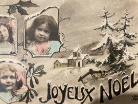 Kerstkaarten | Kinderen | Joyeux Noël - Kinderen in sneeuwlandschap