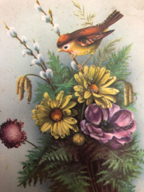 Nieuwjaar | Briefkaarten |  Dieren |  Musje met bloemen en glittertjes "Bonne Annee" | Postcard Edition Univers no 426 - 1957