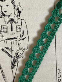 Sierband | Groen | Effen | Grasgroen band met schulprandje  'Lotusbloempje' (1 cm) - zakdoekband