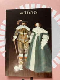Onbekend: foto van man en vrouw met kanten kragen met de tekst 'Um 1650'