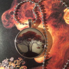 Ketting "Autumn Red Tree" - zilverkleurig