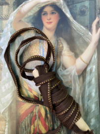 Sierband | Bruin  | 0,5 x 95 cm paspelband (piping) met gouden boord