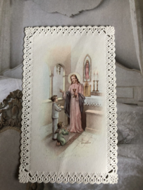 Frankrijk | Kaarten | Canivet - kantgesneden | Bidprentje | Eucharistieviering | Prachtig kaartje met kanten randje - 1960