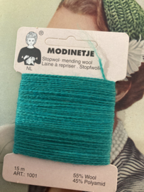 Stopwol | Groen-azuurblauw | MODINETJE  | Stopgaren - mending wool - Laine a repriser - Stopfwolle -  15 meter
