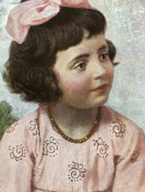 Ansichtkaart | Duitsland | Meisjes | 1918 - Meisje met roze strik en jurk | Deutsche Reich