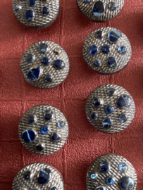 VERKOCHT | Glasknopen | Grijs | Ø 13 mm - EXQUISIT prachtige grijze bolletjes knoop met  glinstertjes (soms blauw, soms grijs)