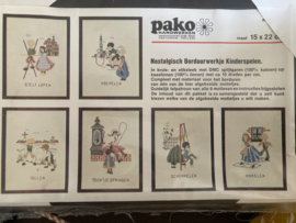 Borduren | PAKO Handwerken | Nostalgisch borduurwerkje Kinderspelen met lijst