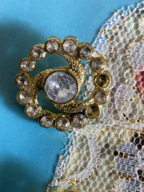 Ø 20 mm | Knopen | Goudkleurige-strass | Goude strass knoop in bloemvorm van metaal