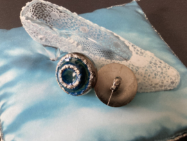 Ø 20 mm | Knopen | Blauw- Zilver | Vintage knoop jaren '60s