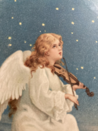 Kerstkaarten | Engelen | Fröliche Weihnachten - Engeltje met viool onder sterrenhemel