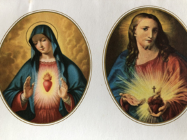 Spanje | Plaatjes | Maria en Jezus | Klein ovaaltje met Heilig Hart afbeeldingen