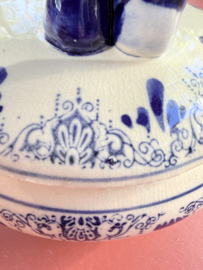 VERKOCHT | Delfts blauw | Dekseldoos - bonbonniere Vintage dekselschaaltje - suikerpotje met kussent paartje