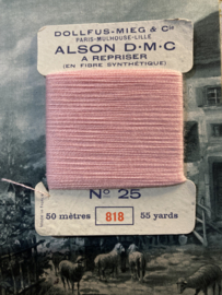 Stopwol | Roze-licht  818 | DMC ALSON A REPRISER - Art. 25 | Stopgaren - Maasgaren - 50 meter en FIBRE SYNTÉTIQUE