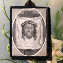 Frankrijk | Kaarten | Religie | Katholiek | Antiek klein oud prentje van Jezus uit Frans klooster ca. 1900