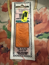 0204: Sinasappel oranje Silk Madeira Art. 018 100% pure zijde - 5 meter - 4 draads