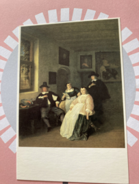 Adriaen van Stade: The Goyer family and the painter - briefkaart - kanten kragen