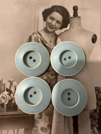 Ø 30 mm | Knopen | Blauw | Vintage knoop met wit randje