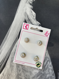 VERKOCHT | Knopen | Kunststof | Zilver | 12 mm - Karstadt AG - Essen knopenkaart met vier glinsterende knoopjes met glinsterend hartje