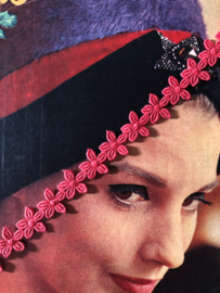 Sierband | Rood | Vintage lieve bloemetjes band 'Red Daisy'  jaren '60 (1 cm)