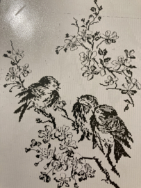 Borduurpatronen | Vogels | Permin | Model 70-4363 - kleine vogeltjes met bloesem