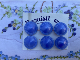 Glasknopen | Blauw-lila | Ø 25 mm | Effen | Knopenkaartje met zes (6) Duitse 'Exquisit Registered' Moonglow glasknopen