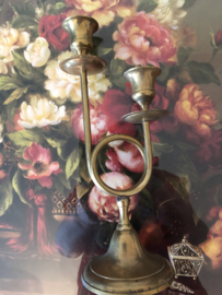 Geel koper | Mooie kandelaar in trompetvorm