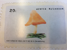 Briefkaart | "Winter Mushroom" - "Can't sleep at night, can't get up in the morning"