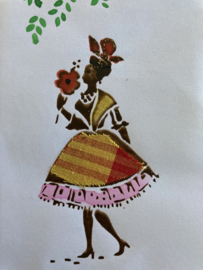 Martinique | Kaarten | Handgemaakte kaart vrouw in traditionele kleding