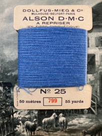 Stopwol | Blauw-licht 799 | DMC ALSON A REPRISER - Art. 25 | Stopgaren - Maasgaren - 50 meter en FIBRE SYNTÉTIQUE