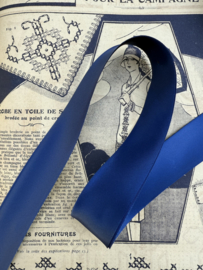 Blauw | Satijnband | 2,5 cm breed x 1 meter - Prachtig glanzend biaisband van 100% viscose