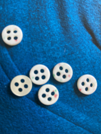 Ø 10 mm | Knopen | Wit-ecru |  Poppenknoopjes met spikketjes, miniatuur knoopjes