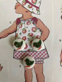 Knopen | Kinderen | 12 mm - Witte knopen met een groen kippetje