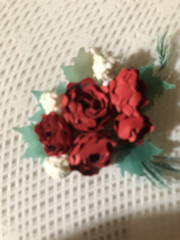 Applicaties | Antiek rood papieren roosje, mini (kaart-)corsage