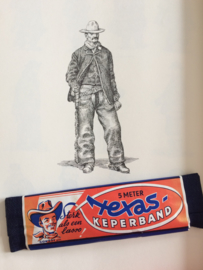 VERKOCHT | Vintage |  Keperband | Texas Keperband (2) "Sterk als een lasso" Cowboy ged. 5 meter | jaren '40