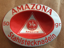 Beautiful rare vintage Amazona pin tin from Iselohn Stahlstecknadeln | 30s-40s