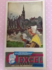 1950 | Etiket | Biscottes EXCEL LILLE Collection Moulins Hollandais Authentiques - vloeipapier 20ste eeuw met reclameboodschap